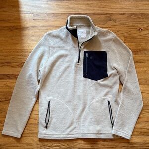 Men's Southern Pointe oatmeal and Navy Quarter-Zip Sweater